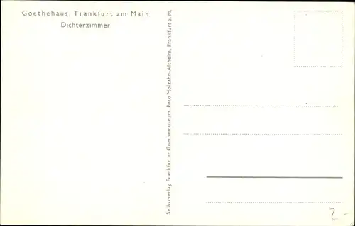 Ak Frankfurt am Main, Goethehaus, Dichterzimmer