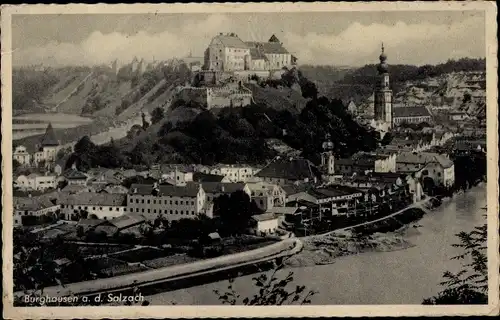 Ak Burghausen an der Salzach Bayern, Ortsansicht, Kirche, Burg