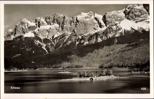 Ak Grainau in Oberbayern, Eibsee, Panorama mit Bergen