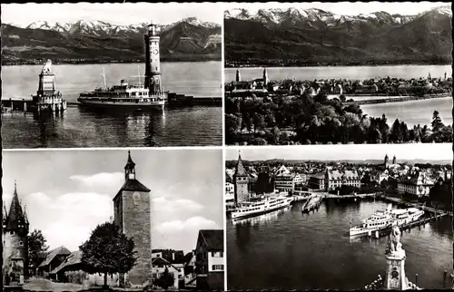 Ak Lindau am Bodensee Schwaben, Panorama, Hafeneinfahrt