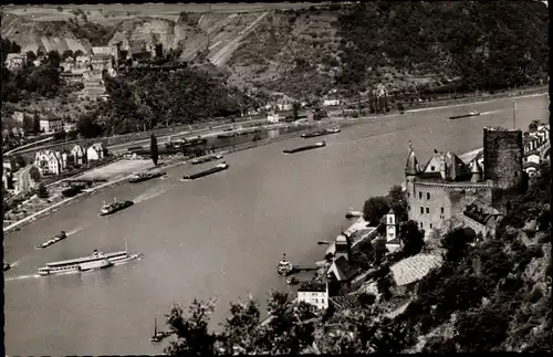 Ak St. Goar am Rhein, Burg Rheinfels, der Rhein, Burg Katz