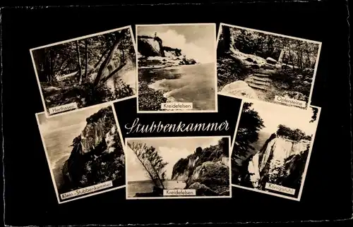 Ak Stubbenkammer Sassnitz auf Rügen, Kreidefelsen, Königsstuhl, Opfersteine, Herthasee
