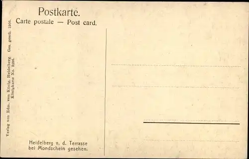 Ak Heidelberg am Neckar, v. d. Terrasse bei Mondschein gesehen, Panorama