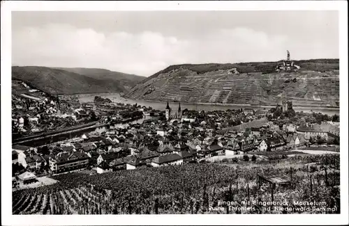 Ak Bingen am Rhein, Bingerbrück, Mäuseturm, Ruine Ehrenfels und Niederwald-Denkmal