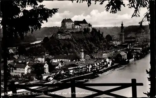 Ak Burghausen an der Salzach Bayern, Blick von der Hubertusklause