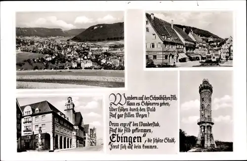 Ak Ebingen Albstadt in Württemberg, Panorama, Turm, Gedicht