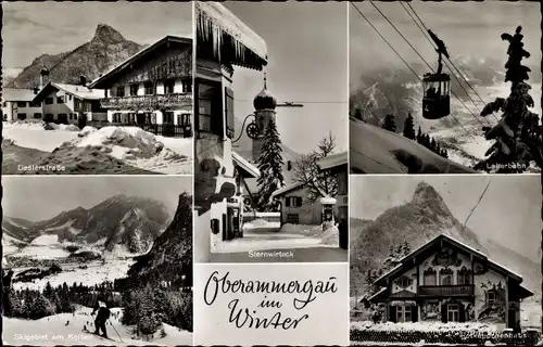 Ak Oberammergau in Oberbayern, Dedlerstraße, Sternwirteck, Skigebiet am Kolben, Winter