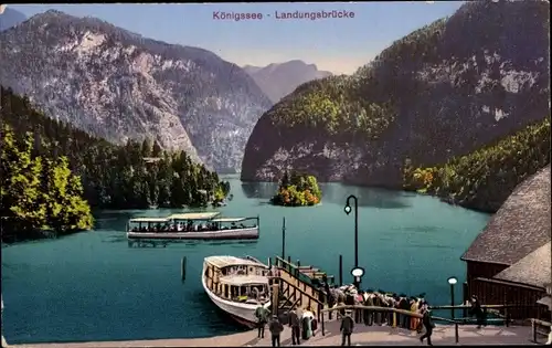 Ak Schönau am Königssee Oberbayern, Landungsbrücke, Panorama