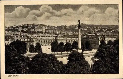 Ak Stuttgart in Württemberg, Neues Schloss, Panorama