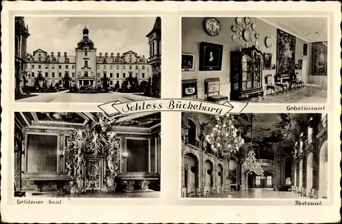 Ak Bückeburg im Kreis Schaumburg, Schloss Bückeburg, Goldener Saal, Festsaal, Gobelinsaal