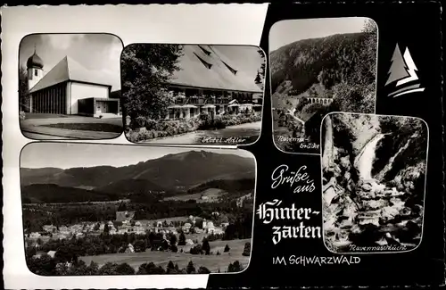 Ak Hinterzarten im Schwarzwald, Panorama, Hotel Adler, Ravennabrücke, Ravennaschlucht