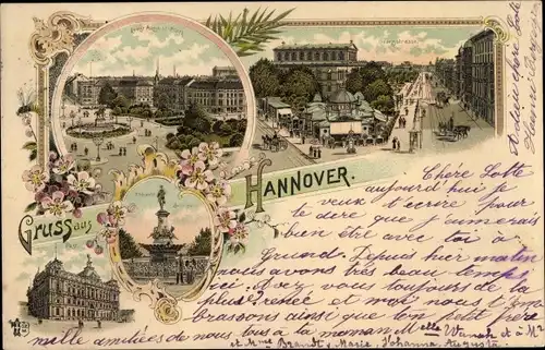 Litho Hannover in Niedersachsen, Panorama, Straßenpartie, Partien im Ort