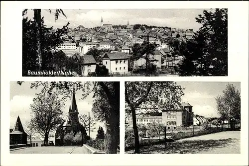 Ak Baumholder im Westrich, Panorama, Kirche, Partie im Ort