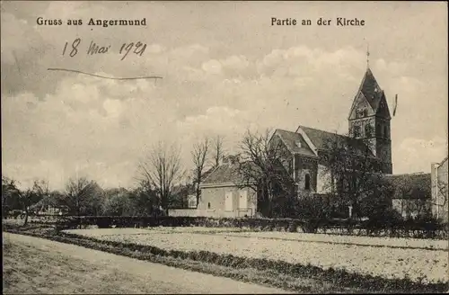 Ak Angermund Düsseldorf am Rhein, Partie an der Kirche