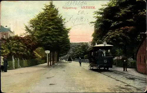 Ak Arnhem Gelderland Niederlande, Velperweg, Tram 15