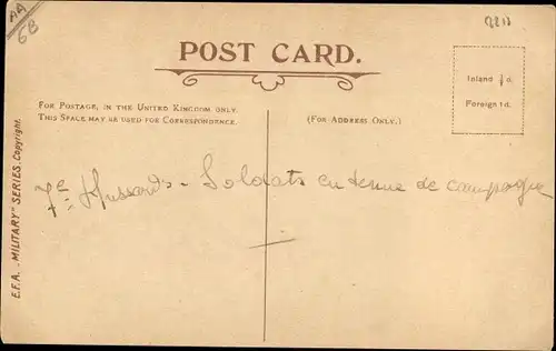 Ak Britische Soldaten in Uniformen, 7th Hussars, Troopers Marching Order