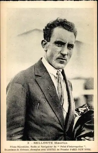 Ak Bellonte Maurice, Pilote-Mecanicien, Radio et Navigateur du Point d'Interrogation