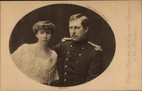 Ak Their Majesties the King and Queen of the Belgians, Albert I., Elisabeth Gabriele in Bayern