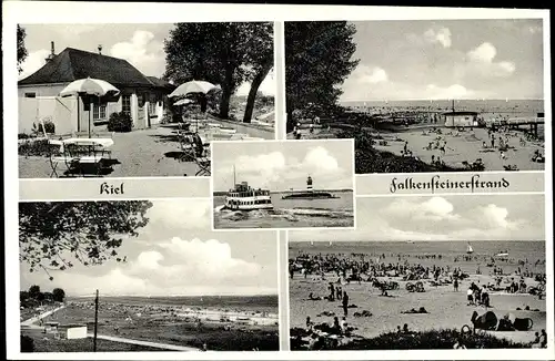 Ak Kiel in Schleswig Holstein, Falkensteinerstrand, Gaststätte Falkenhorst, Strandleben