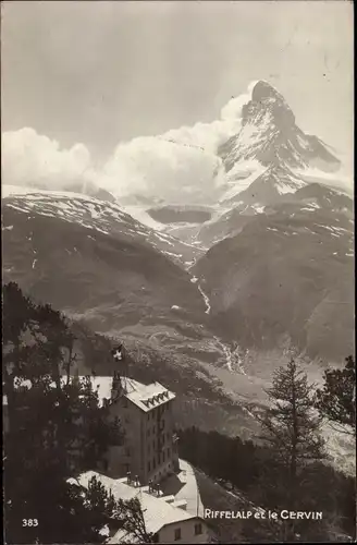 Foto Ak Zermatt Kanton Wallis, Riffelalp et le Cervin, Matterhorn