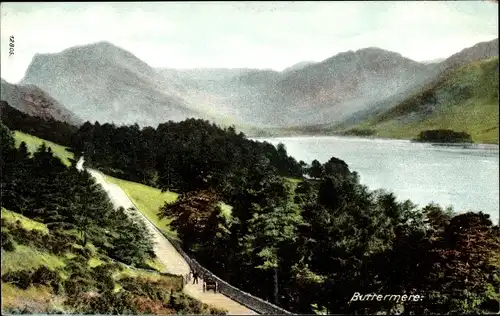 Ak Buttermere Cumbria England, Panorama