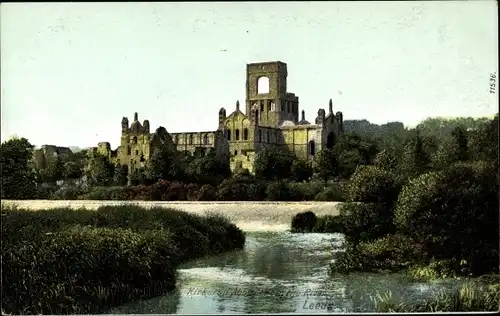 Ak Leeds Yorkshire England, Kirkstall Abbey, River, Klosterruine