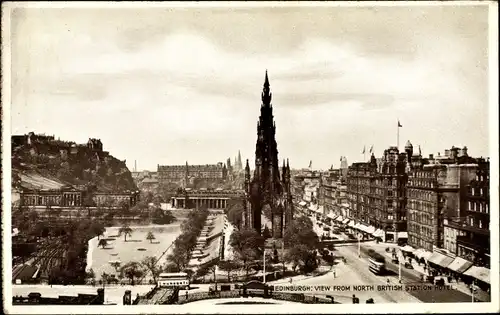 Ak Edinburgh Schottland, View from North British Station Hotel