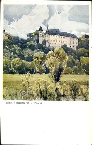 Künstler Ak Hrubý Rohozec Großrohosetz Turnov Turnau Region Reichenberg, Zamek, Schloss