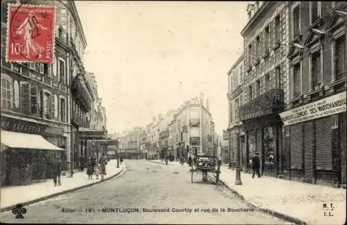 Ak Montluçon Allier, Boulevard Courtay et rue de la Boucherie