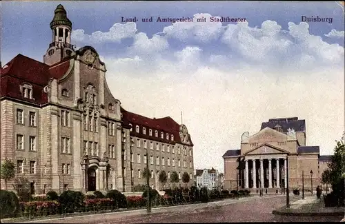 Ak Duisburg Westfalen, Amtsgericht, Landgericht, Stadttheater