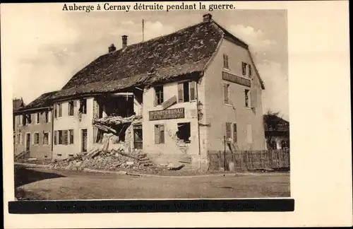 Ak Cernay Sennheim Elsass Haut Rhin, zerstörtes Münsterbräu, aus den Kämpfen im Ober Elsass, Nr. 29