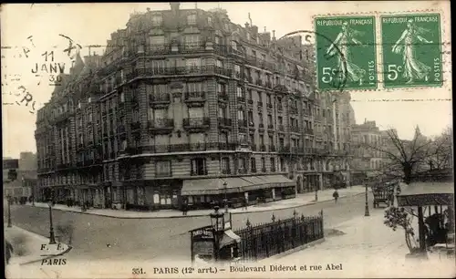 Ak Paris XII Reuilly, Boulevard Diderot et rue Abel