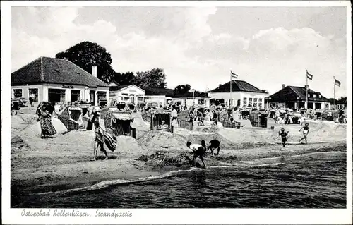 Ak Ostseebad Kellenhusen in Holstein, Strandleben, Häuser