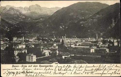 Ak Gries Bozen Bolzano Südtirol, Totale mit Rosengarten