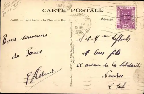 Ak Paris XII Reuilly, Porte Dorée, la Place et la Rue