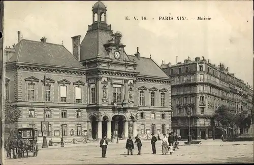 Ak Paris XIX Buttes Chaumont, Mairie