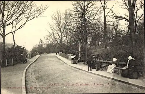 Ak Paris XIX Buttes Chaumont, Avenue d'Arcel