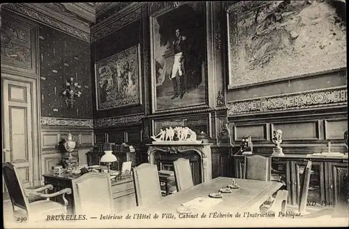 Ak Bruxelles Brüssel, Inérieur de l'Hôtel Cabinet de l’Échevin de l'Instruction Publique