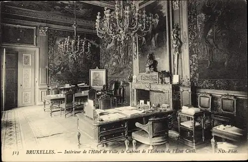 Ak Bruxelles Brüssel, Interieur de l'Hotel de Ville, le Cabinet de l'Echevin de l'Etat Civil