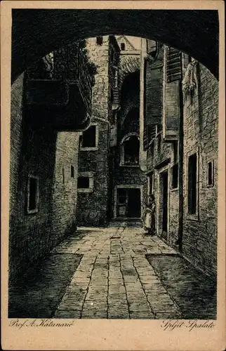 Künstler Ak Katunaric, Split Spalato Kroatien, Ulica Dosud u Dioklecianovoj palaci