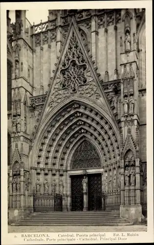 Ak Barcelona Katalonien Spanien, Cathedral Puerta principal, Portal