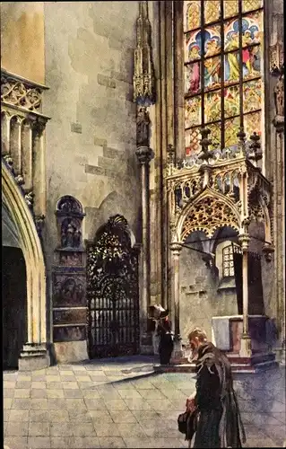 Künstler Ak Wien, Stephanskirche, Domkirche St. Stephan, Andreasaltar, Kreuzkapelle