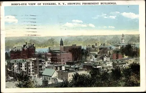 Ak Yonkers New York USA, Bird's-Eye View, Prominent Buildings