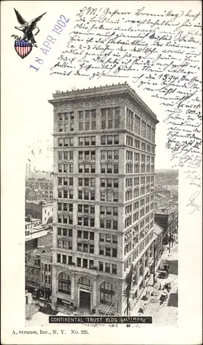 Ak Baltimore Maryland USA, Continental Trust Building, Hochhaus, Außenansicht