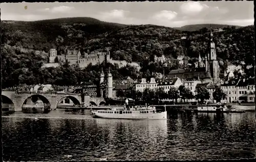 Ak Heidelberg am Neckar, Blick auf Schloss und Alte Brücke