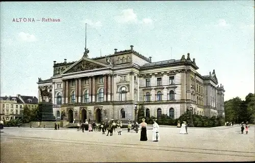 Ak Hamburg Altona, Rathaus, Passanten