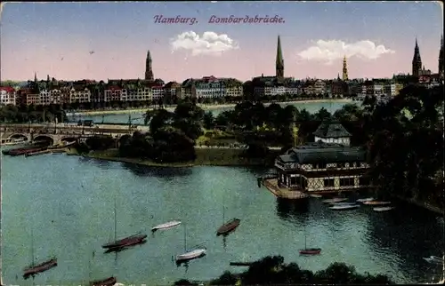 Ak Hamburg Mitte Sankt Georg, Lombardsbrücke, Vogelperspektive