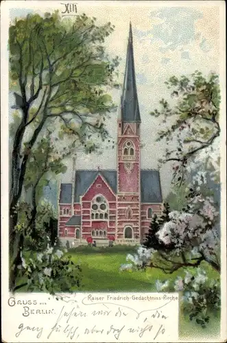 Litho Berlin Tiergarten, Kaiser Friedrich Gedächtnis Kirche