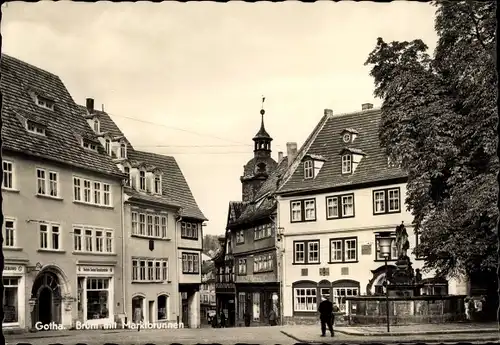 Ak Gotha in Thüringen, Brühl, Marktbrunnen, Geschäfte