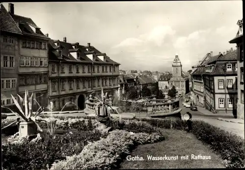 Ak Gotha in Thüringen, Wasserkunst mit Rathaus